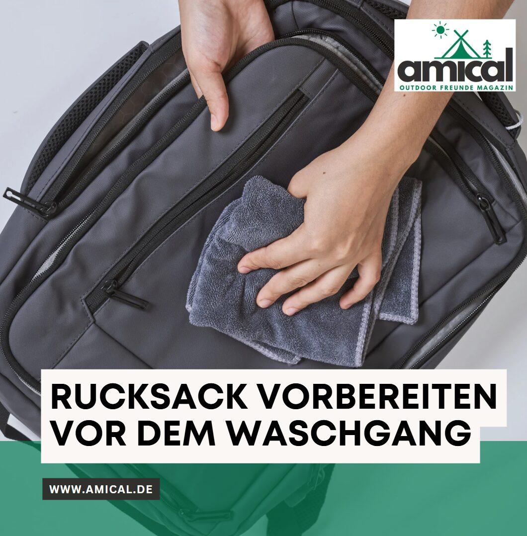 Rucksack vorbereiten vor dem Waschgang Rucksack vorbereiten vor dem Waschgang