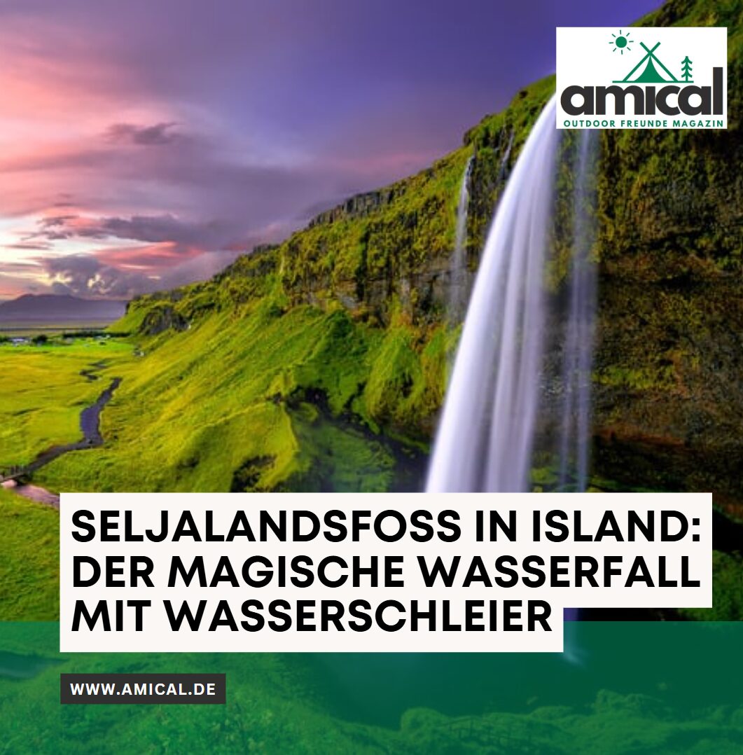 Seljalandsfoss in Island Der magische Wasserfall mit Wasserschleier Seljalandsfoss in Island Der magische Wasserfall mit Wasserschleier
