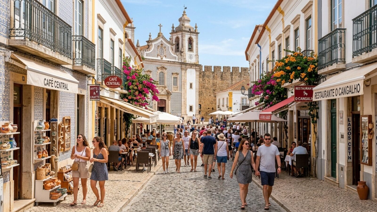 Die Fußgängerzone Lagos Portugal Altstadt Das Herz der Algarve